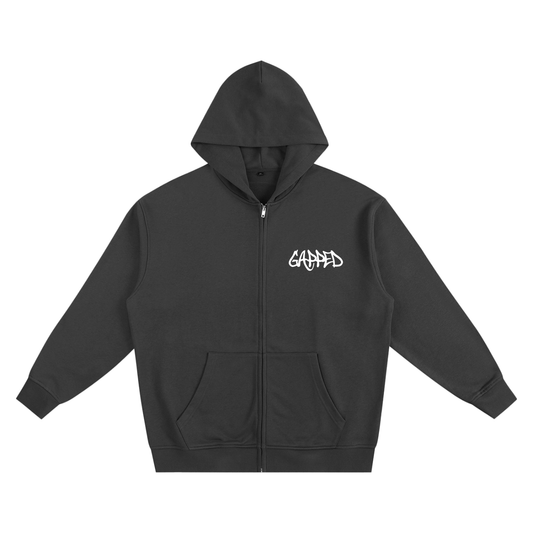 Heavyweight Zip-up WILL RUN Graffiti Logo Hoodie